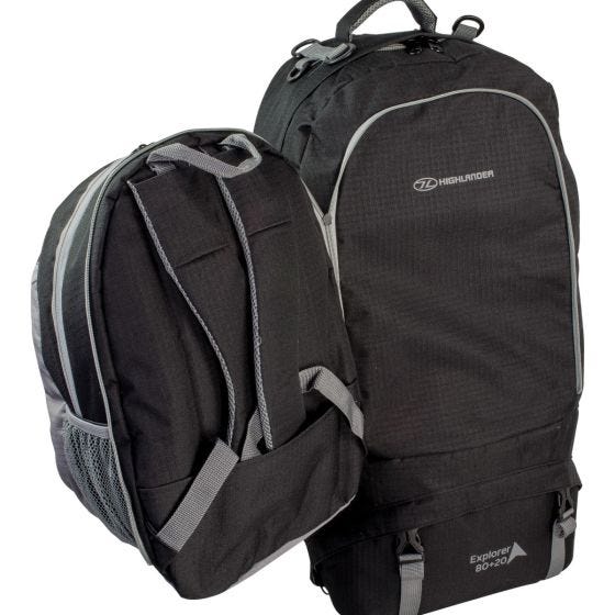 Highlander X-plorer Ryg-etui 80 + 20 L - Sort
