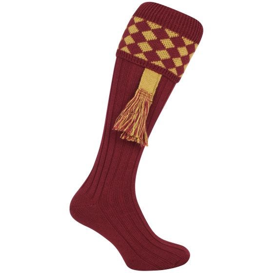 Jack Pyke Harlequin Skydesokker - Burgundy/Gold