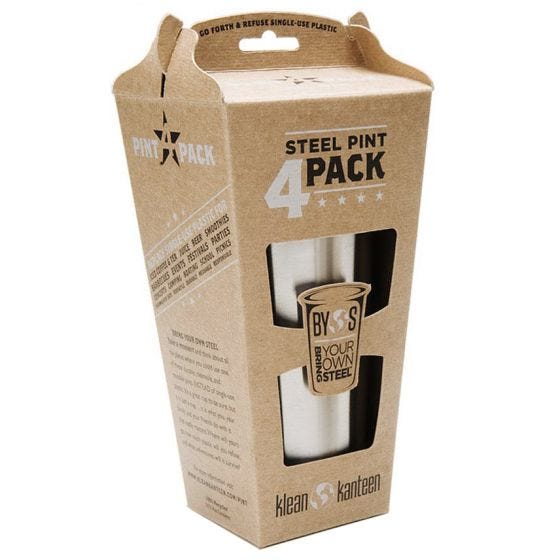 Klean Kanteen Kopper med En Pint 4-pak 473 ml - Brushed Stainless